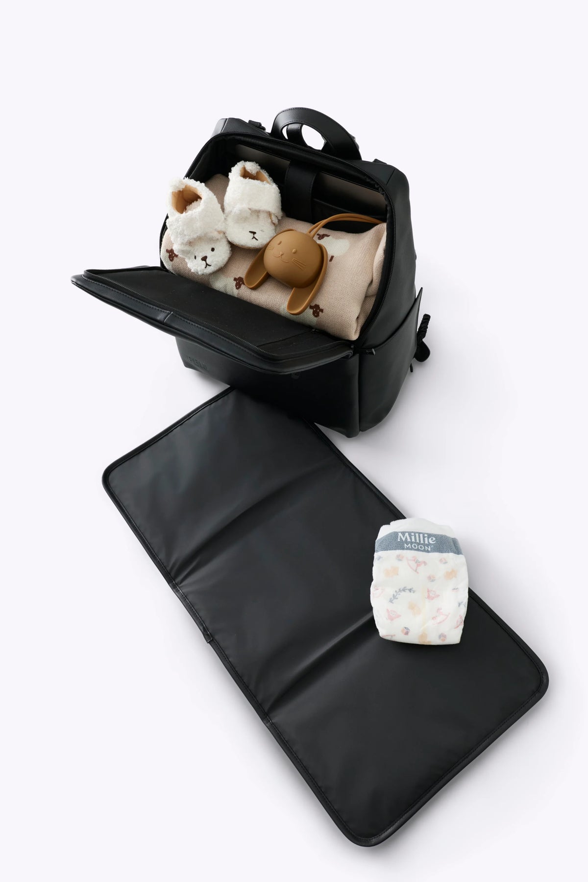 The Everyday Diaper Backpack in Black Vegan Leather