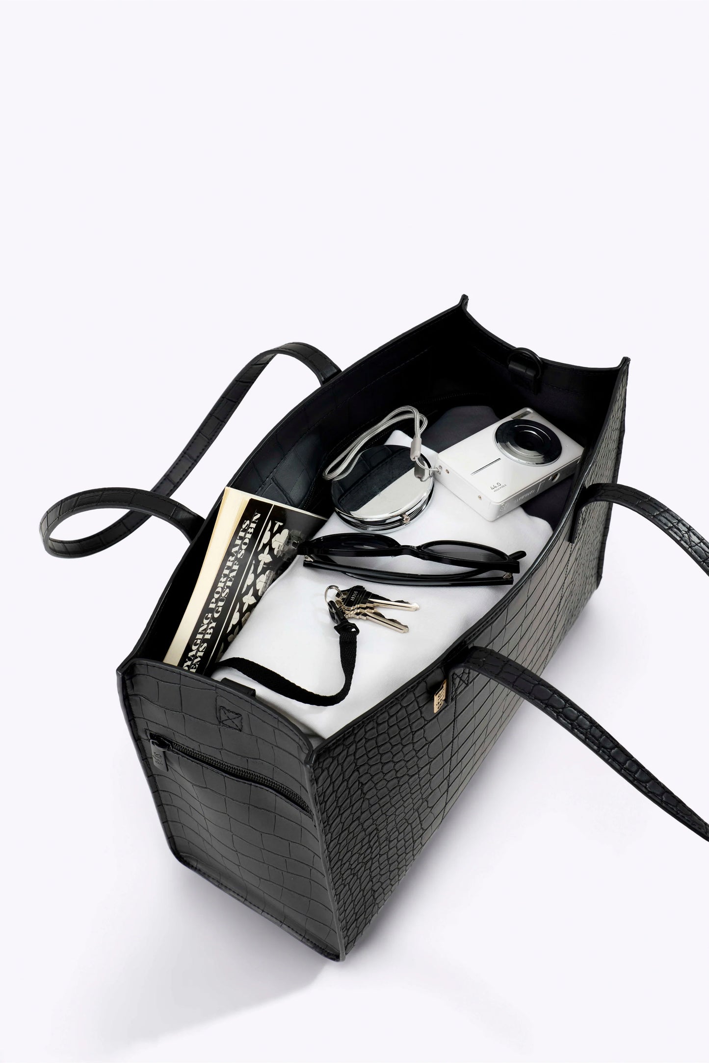 The Work Tote in Black Croc