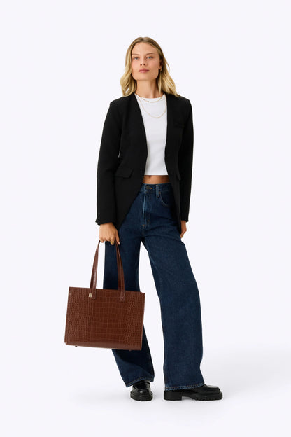 The Work Tote in Maple Croc